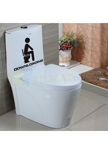 Yılmazetic Downloading Wc Klozet Yapıştırma Banyo Sticker 40 x 35 CM
