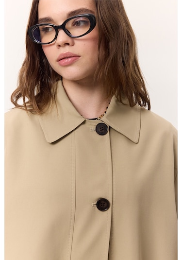 Bel Ayarlamalı Hafif Trençkot Taş Taş