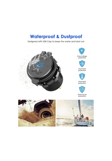 Çift Usb Şarj Cihazı Qc3.0 Modifiye Motosiklet Rv Araba Adaptörü Hızlı C Kırmızı Işık