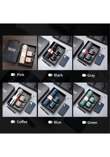 Hombey 500ml 304 Paslanmaz Çelik Isı Saklama Bardağı Seti, 3 Fincanlı, Taşınabilir, Otomobilde Kullanılabilir, Sıcak/soğuk İçeceklere Uygun Siyah