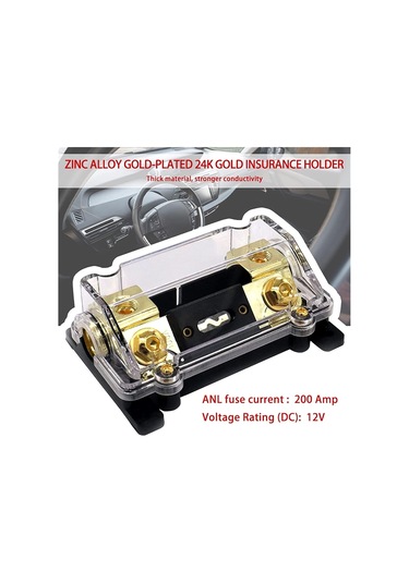Araba Stereo Ses Çinko Alaşım Araç Amplifikatör Subwoofer Sigorta Astarı 0/4 Gösterge Sline Anl Sigorta Tutucu Altın Seri + 200a Anl Sigorta