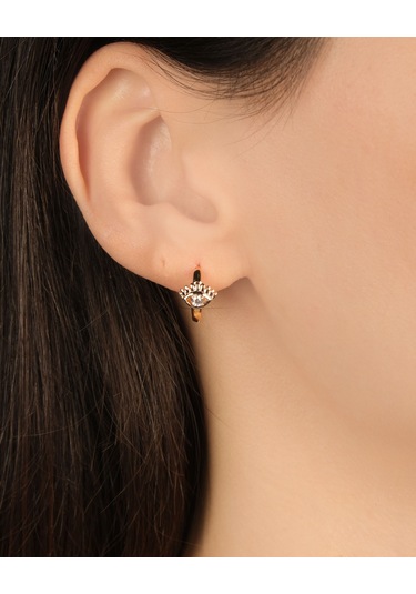 Kadın Kararmaz Çelik Lüks Göz Mini Halka Küpe