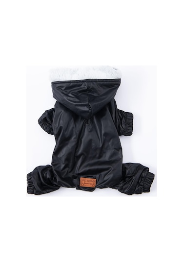 Pettrend Siyah Kürklü Tulum Küçük Irk Köpek Yağmurluğu