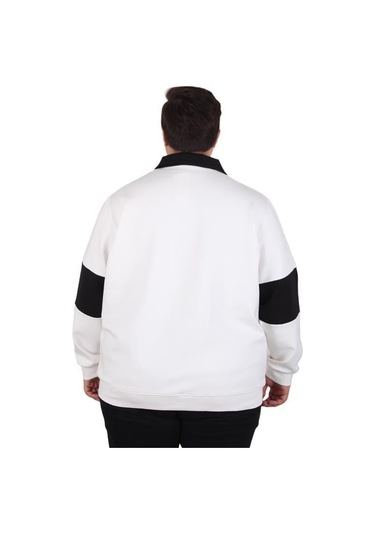 Starbattal Büyük Beden Polo Yaka Fermuarlı Sweat Double Face 25709 Bej Bej