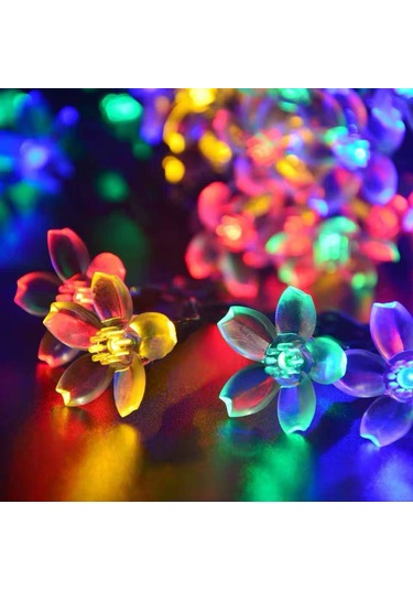 Yifomall Güneş Enerjili 7m 50 Led Çok Renkli Bahçe Işığı - Flaş Ve Sürekli Aydınlatma Modu, Işık Sensörlü Ve Manuel Kontrol