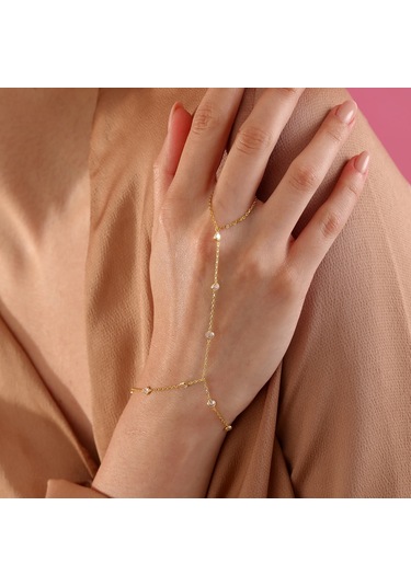 925 Ayar Gümüş Yuvarlak Zirkon Taşlı Zincir Atlamalı Şahmeran Altın