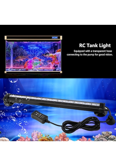 Qingmipy 31cm Akvaryum Led Işığı - Renkli 4 Modlu Kumanda Kontrollü - Su Altı Balık Tankı Aydınlatması - Enerji Tasarruflu - Avrupa Şarjı Pil Dahil