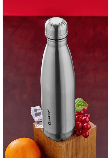 Cooker 500 Ml Paslanmaz Çelik Termos - Çift Kat Yalıtım, 6 Saat Sıcak 12 Saat Soğuk, Sızdırmaz Suluk Ckr2053 Gümüş Gri