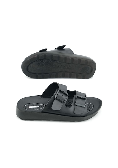 Gezer Yazlık Kadın Rahat Taban Suni Deri Çift Toka Ayarlanabilir Günlük Terlik Gt1yzm.15668.00.010.0c Siyah