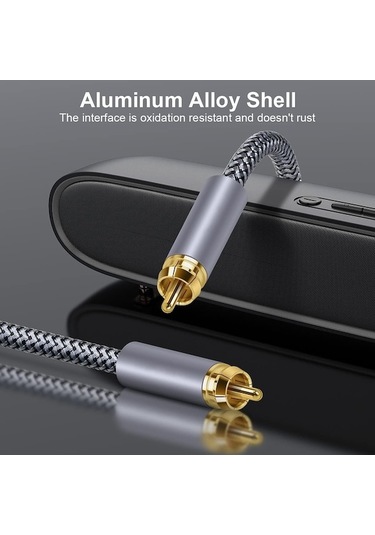 Novahub 5m Saf Bakır Rca Koaksiyel Hıfı Dijital Ses Kablosu Optik , Spdıf Subwoofer Hoparlör Kablosu Gümüş Gri