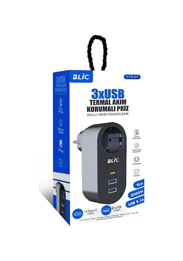 Tekli Akım Korumalı Duvar Prizi Isıya Dayanıklı 2xusb 2.1a 1xtype Diğer