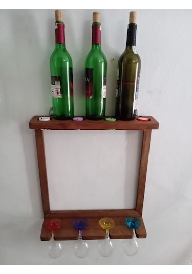 Bahat Ahşap Kayın Ağacı Işıklı Mumlu Ledli Şaraplık 44 x 50 CM