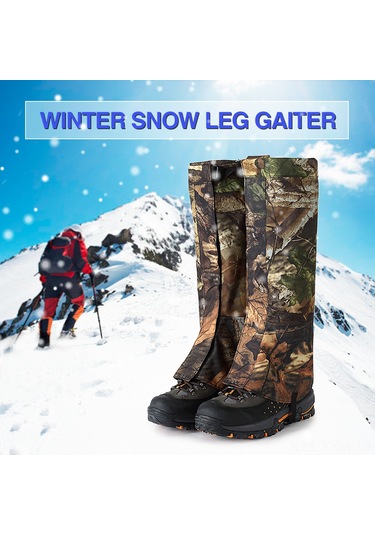 Geeksen Uzun Camo Kar Botu Korumaları Xl: Su Geçirmez, -30 C Dayanıklı, Tpu Askılı, Metal Kordon Kanca Kamuflaj