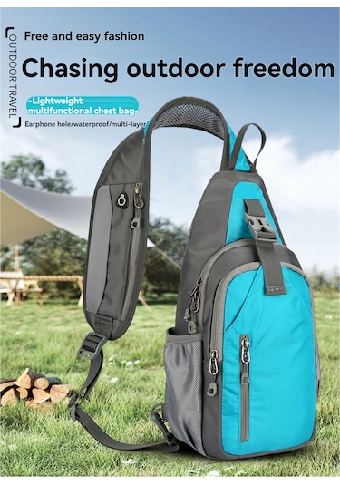 Geeksen Açık Çanta Erkekler İçin Askılı Çanta Usb Şarj Portlu Göğüs Çantası Yürüyüş İçin Çapraz Ask Siyah