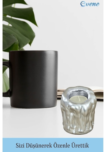 Mumluk Şamdan Tealight Mum Uyumlu Orta Erimiş Mum Model - Gümüş