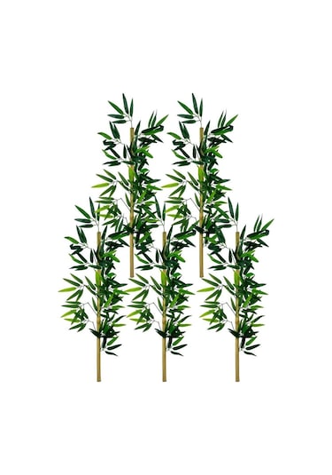 5li Set Yapay Bambu Sopası 10 Yapraklı 90cm Yapay Çiçek Bambu Duvarı Separatör Çiçeği Yapay Çiçek