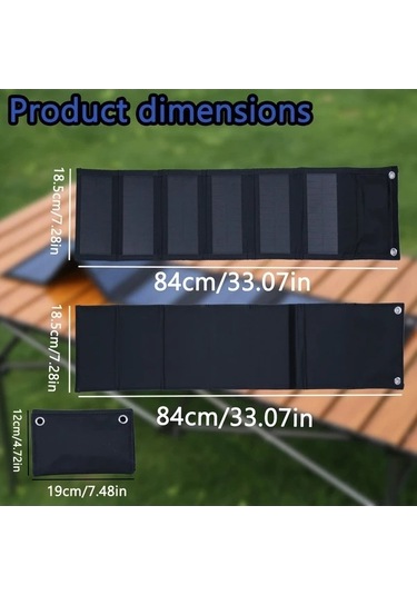 Besthome1 Altı Kat Taşınabilir Güneş Paneli, Yüksek Verimli Tek Kristal Silikon, Kamp, Karavan, Açık Güç Şarj İstasyonu