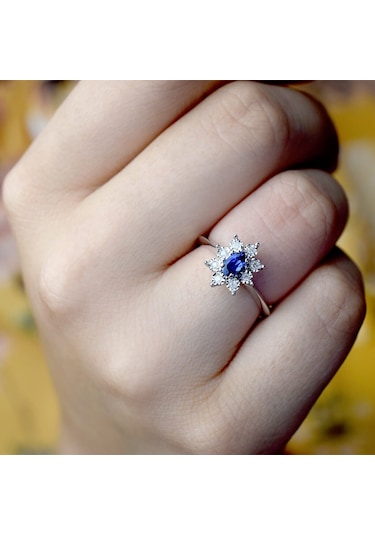 0.42 Ct.Safir Pırlanta Yüzük