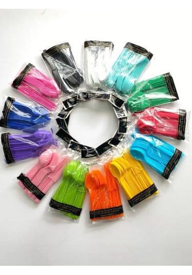 Plastikovye Odnorazovye Pribory: Vilka, Noz, Lozka Plastik Tek Kullanımlık Sarı Çatal Bıçak Takımı 24 Parça 91173034 25