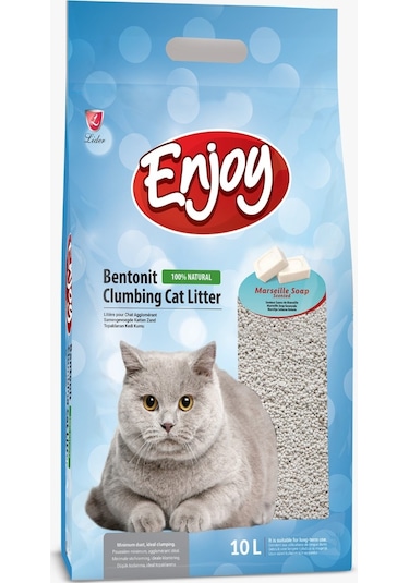 Enjoy Marsilya Sabunu Kokulu İnce Topaklaşan Bentonit Kedi Kumu 10 L