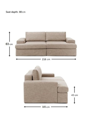 Mode Siesta Pro Kuş Tüyü Kanepe 2 Modül 11 Kahverengi Keten Kumaş