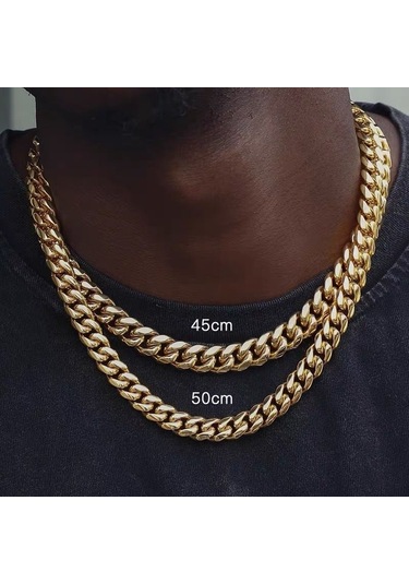 Relaxed Popüler Şifreli Yuvarlak Taşlama Zinciri Erkek Küba Zinciri Paslanmaz Çelik Hip-hop Kalın Zincir-19cm