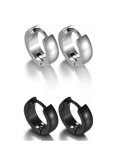 Bombeli Halka Unisex Erkek Bayan Geniş Çelik Küpe Çifti 6 MM Mse7