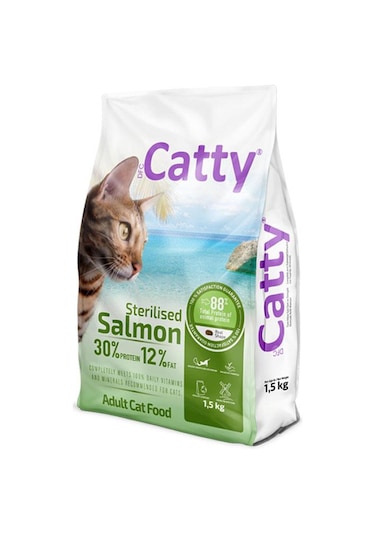 Catty Somonlu Kısırlaştırılmış Yetişkin Kedi Maması 1,5 Kg