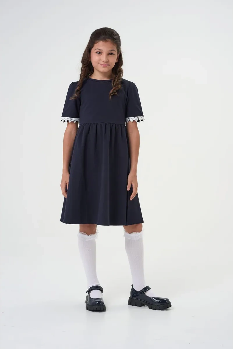 Daniele Patrici Kız Öğrenci Elbisesi Mavi Triko 420118139 Mavi