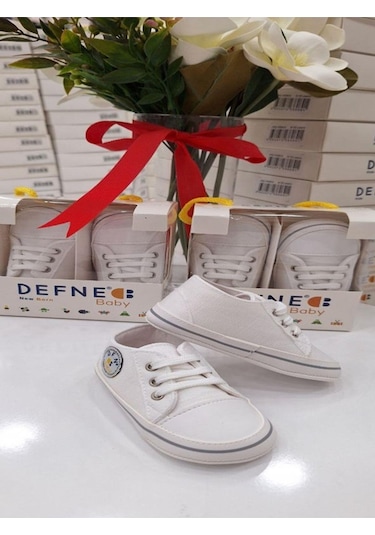 06-9 Aylık 17 Numara Hediyelik Spor Bebek Babet Ayakkabı-621 Beyaz