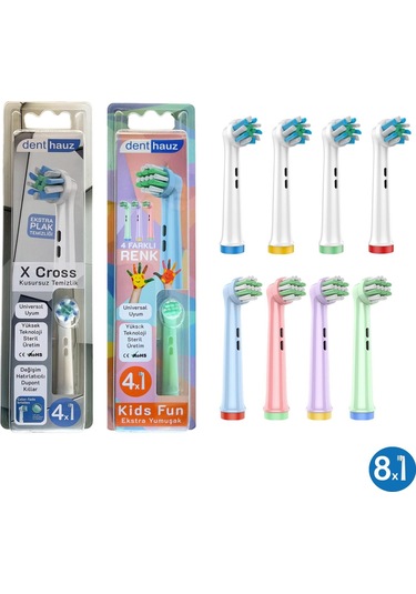 X Cross + Kids Fun Yumuşak Oral-b Uyumlu Yedek Diş Fırçası Başlıkları