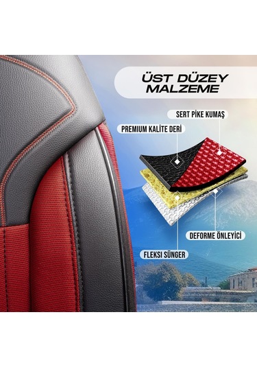 Panda Prag Serisi Pike Kumaş Oto Koltuk Kılıfı   - Tam Set