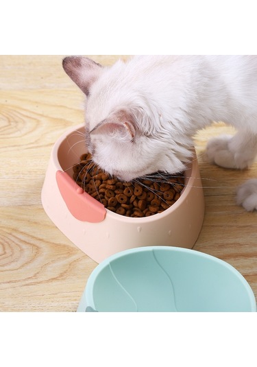 Cbtx Çilek Şekilli Hayvan Kasesi Kedi Karikatür Kaymaz Kase Gri