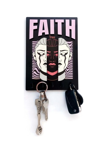 Cajuart Urban Sokak Stili Tasarım Faith İnanç Duvar Askısı Anahtarlık Dekor