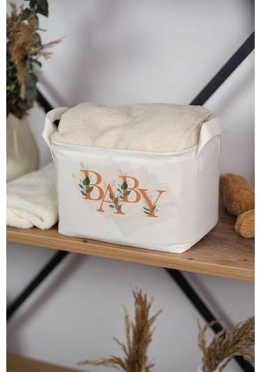 Baby Baskılı Dikdörtgen Katlanabilir Organizer Sepet 25 X 14 X 18