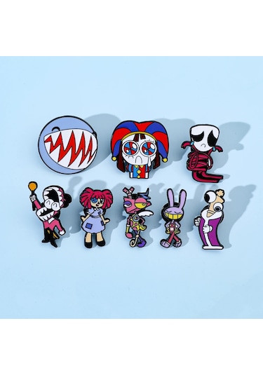 Inanılmaz Dijital Sirk Broşlar Karikatür Pomni Jax Emaye Yaka Iğneler Sirk Light Yellow Color Açık Sarı