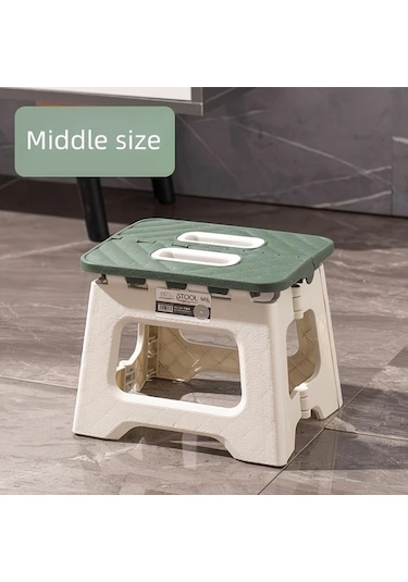 Elmpaly Yeşil Orta Boy Katlanır Plastik Tabure - Ev Ve Ofis İçin Dayanıklı Paspas Basamak Yeşil
