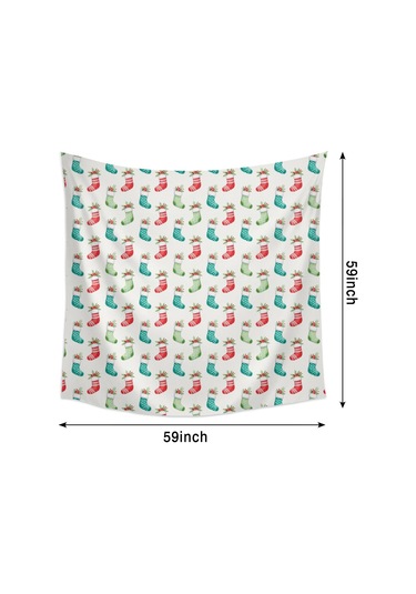 Noel Desenli 59x59 İnç Kare Goblen Duvar Halısı, Ev, Oturma Odası Ve Yatak Odası Duvar Dekoru İçin