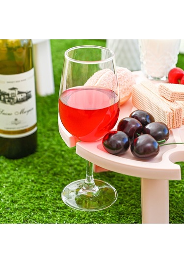 Açık Piknik Taşınabilir Katlanır Şarap Masası White , Size:picnic Table White Pembe
