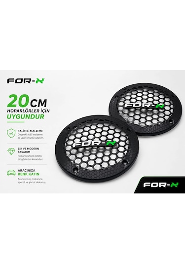 20cm Hoparlör Kapağı - For-x Logolu Plastik Midrange Hoparlör Kapak 20 Cm - 2 Adet