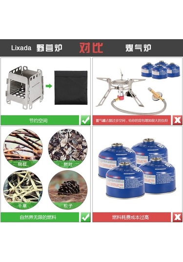 Pazly Taşınabilir Titanyum Hafif Katlanır Kamp Sobası Açık Hava Y Gri