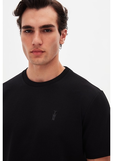 Twn Slim Fit Siyah Baskılı T-shirt 4ec14ort12025 Siyah