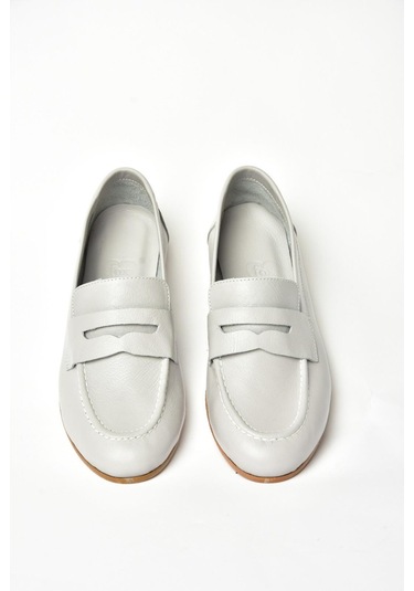 Fox Shoess944007803 Gri Hakiki Deri Kadın Babet Gri