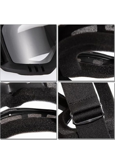 Motosiklet Ve Bisiklet Motocross Gözlük Lastikli Siyah Cam Kross Model Prof Motor Gözlüğü