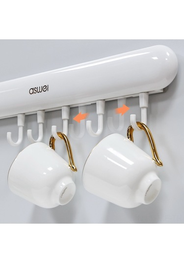 Mufunye Banyo Duvarlı Çekmeceli Takoz - Delme Yok, 5 Kg Yük Kapasitesi, Siyah 6 Adet Hareketli Halka, Havlu Ve Giysi Asma İçin Dayanıklı Yapı Diğer