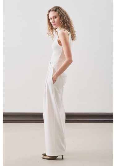 Classıc Pileli Pantolon Ekru Ekru