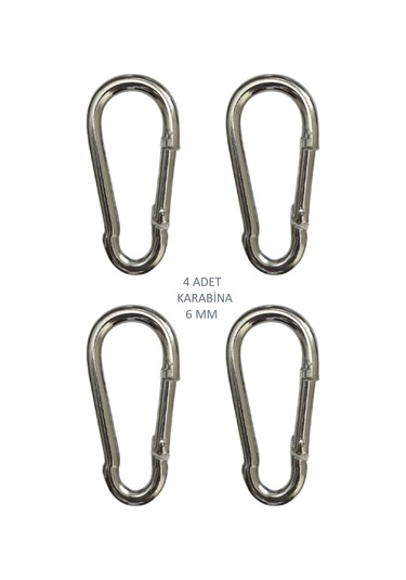 Galvanizli Karabina, 6 Mm, Askı, Çengel, Kanca, Anahtarlık 4 Adet