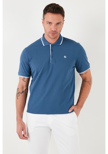 Buratti % 100 Pamuk Düğmeli Regular Fit Erkek Polo Yaka T Shirt 5902118 Koyu Mavi