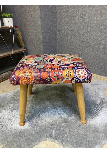 Trend Naturel Retro Ahşap Ayak Uzatma Pufu Makyaj Koltuğu Bench Tabure