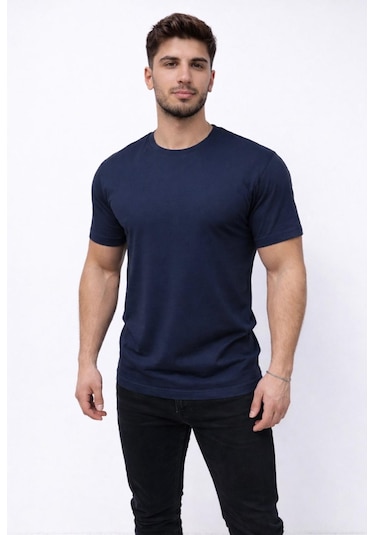 Axxel Erkek Lacivert Kısa Kollu Bisiklet Yaka T-shirt-d677 Lacivert